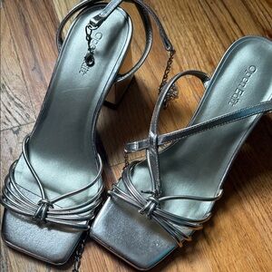 Chic Silver Strappy Heels by Open Edit